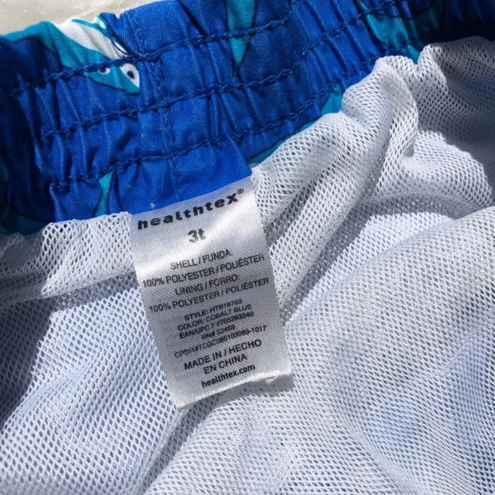 HealthTex 3T Little Boys Blue Shark Swim Trunks